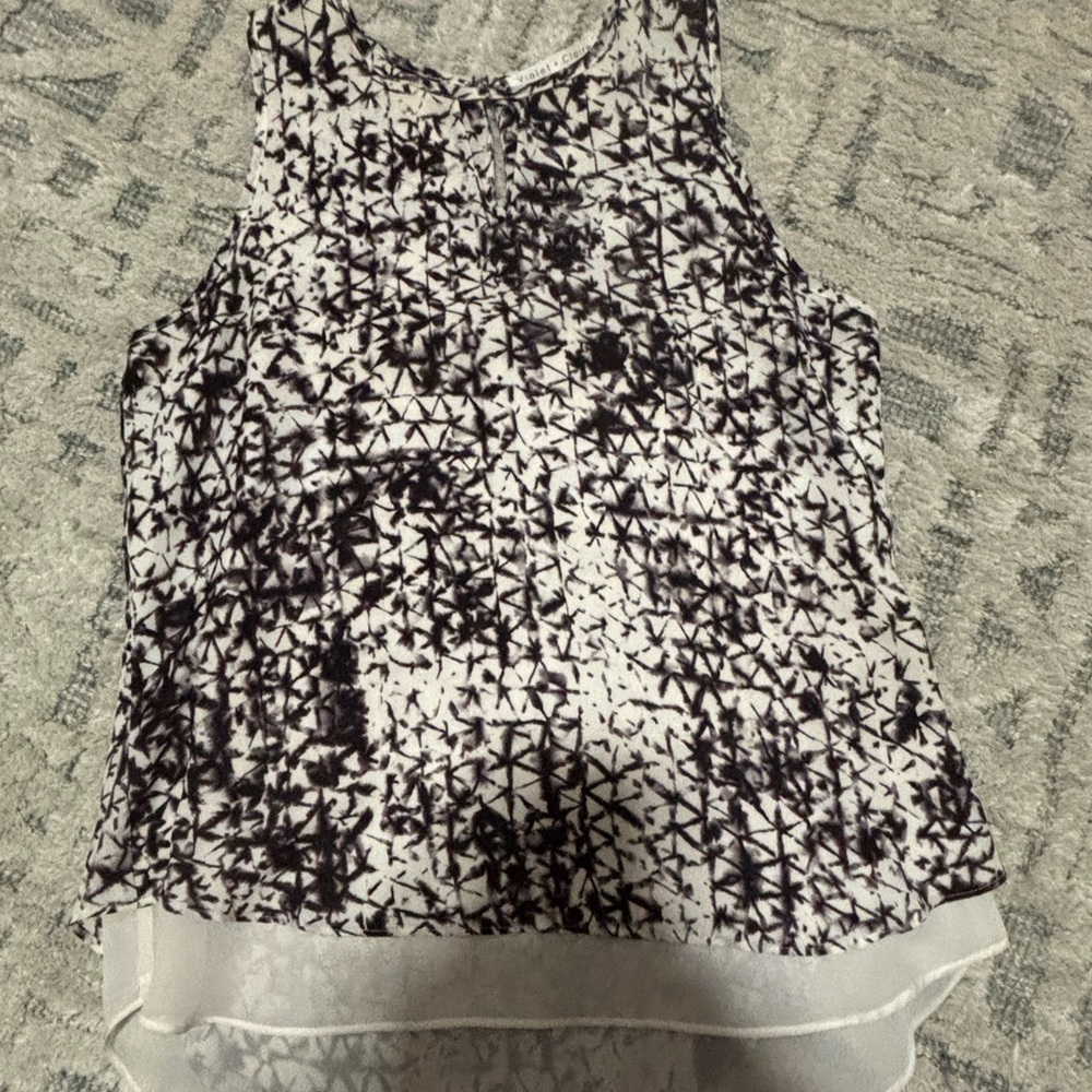 Violet & Claire Black and White Asymmetrical Tank Top